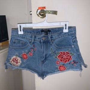 Denim Shorts with Pattern